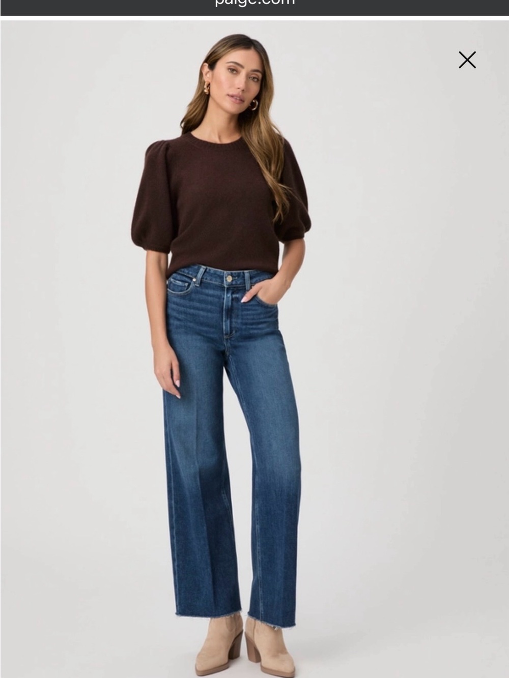 PAIGE Wide-Leg Jeans in Dark Blue Wash